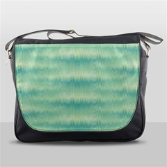 Light Green Turquoise Ikat Pattern Messenger Bag by SpinnyChairDesigns