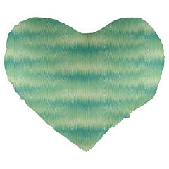 Light Green Turquoise Ikat Pattern Large 19  Premium Heart Shape Cushions by SpinnyChairDesigns