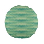 Light Green Turquoise Ikat Pattern Standard 15  Premium Flano Round Cushions Front