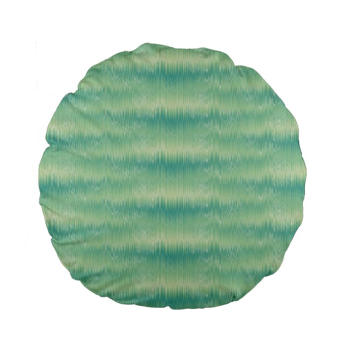 Light Green Turquoise Ikat Pattern Standard 15  Premium Flano Round Cushions