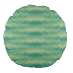 Light Green Turquoise Ikat Pattern Large 18  Premium Flano Round Cushions by SpinnyChairDesigns