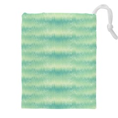 Light Green Turquoise Ikat Pattern Drawstring Pouch (4xl) by SpinnyChairDesigns