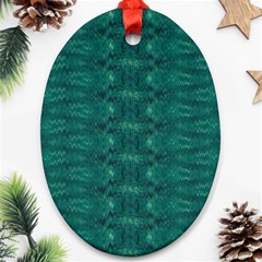 Teal Ikat Pattern Ornament (Oval)