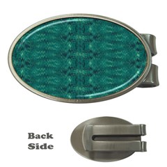 Teal Ikat Pattern Money Clips (oval)  by SpinnyChairDesigns