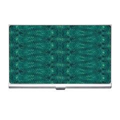 Teal Ikat Pattern Business Card Holder by SpinnyChairDesigns