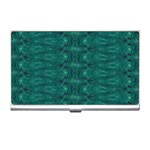 Teal Ikat Pattern Business Card Holder Front