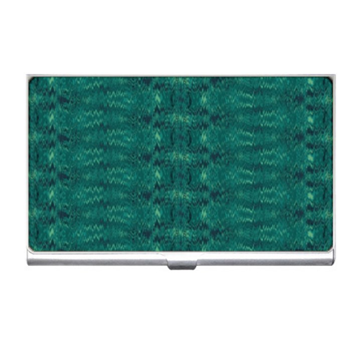 Teal Ikat Pattern Business Card Holder