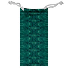 Teal Ikat Pattern Jewelry Bag by SpinnyChairDesigns