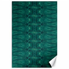 Teal Ikat Pattern Canvas 12  X 18  by SpinnyChairDesigns