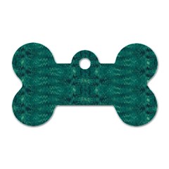 Teal Ikat Pattern Dog Tag Bone (one Side) by SpinnyChairDesigns