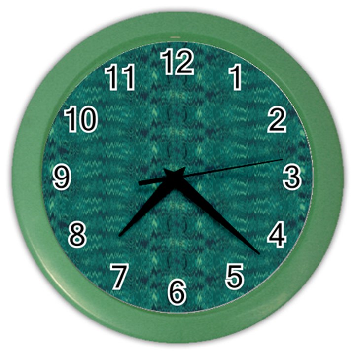 Teal Ikat Pattern Color Wall Clock