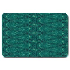 Teal Ikat Pattern Large Doormat  by SpinnyChairDesigns