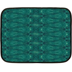 Teal Ikat Pattern Double Sided Fleece Blanket (mini)  by SpinnyChairDesigns