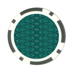 Teal Ikat Pattern Poker Chip Card Guard (10 Pack) by SpinnyChairDesigns