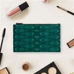 Teal Ikat Pattern Cosmetic Bag (Small) Front