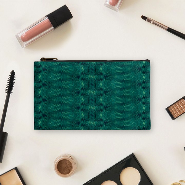 Teal Ikat Pattern Cosmetic Bag (Small)