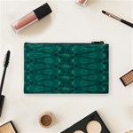 Teal Ikat Pattern Cosmetic Bag (Small) Back