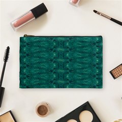 Teal Ikat Pattern Cosmetic Bag (medium) by SpinnyChairDesigns