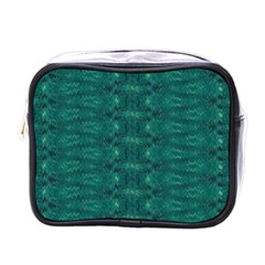 Teal Ikat Pattern Mini Toiletries Bag (one Side) by SpinnyChairDesigns