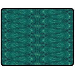 Teal Ikat Pattern Fleece Blanket (medium)  by SpinnyChairDesigns