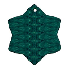 Teal Ikat Pattern Snowflake Ornament (two Sides) by SpinnyChairDesigns