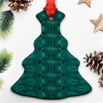 Teal Ikat Pattern Christmas Tree Ornament (Two Sides) Front