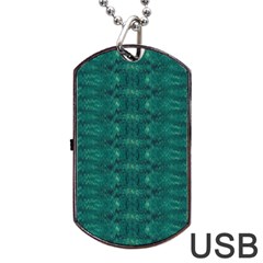 Teal Ikat Pattern Dog Tag Usb Flash (two Sides) by SpinnyChairDesigns