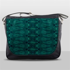 Teal Ikat Pattern Messenger Bag by SpinnyChairDesigns