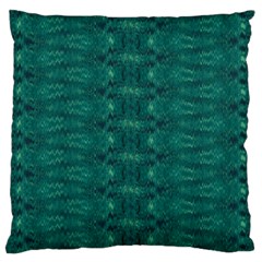 Teal Ikat Pattern Large Cushion Case (Two Sides)