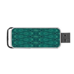 Teal Ikat Pattern Portable USB Flash (Two Sides)