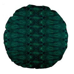 Teal Ikat Pattern Large 18  Premium Round Cushions by SpinnyChairDesigns