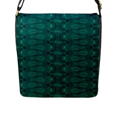 Teal Ikat Pattern Flap Closure Messenger Bag (L)