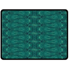 Teal Ikat Pattern Double Sided Fleece Blanket (large)  by SpinnyChairDesigns