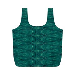 Teal Ikat Pattern Full Print Recycle Bag (m) by SpinnyChairDesigns