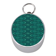 Teal Ikat Pattern Mini Silver Compasses by SpinnyChairDesigns