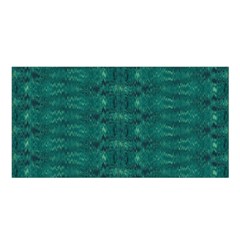 Teal Ikat Pattern Satin Shawl by SpinnyChairDesigns