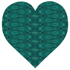 Teal Ikat Pattern Wooden Puzzle Heart by SpinnyChairDesigns