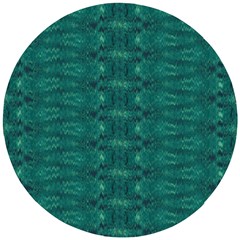 Teal Ikat Pattern Wooden Puzzle Round by SpinnyChairDesigns