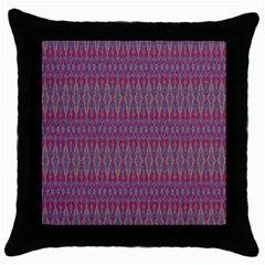 Red Blue Ikat Pattern Throw Pillow Case (black) by SpinnyChairDesigns