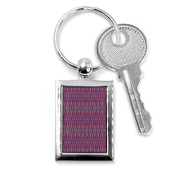 Red Blue Ikat Pattern Key Chain (rectangle) by SpinnyChairDesigns