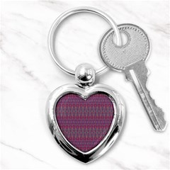 Red Blue Ikat Pattern Key Chain (heart) by SpinnyChairDesigns