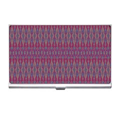 Red Blue Ikat Pattern Business Card Holder by SpinnyChairDesigns