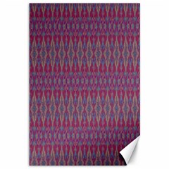 Red Blue Ikat Pattern Canvas 12  X 18  by SpinnyChairDesigns