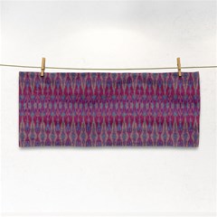 Red Blue Ikat Pattern Hand Towel by SpinnyChairDesigns