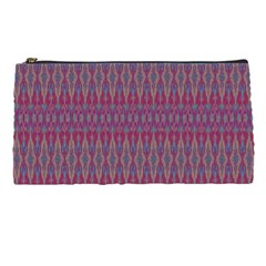 Red Blue Ikat Pattern Pencil Case by SpinnyChairDesigns