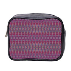 Red Blue Ikat Pattern Mini Toiletries Bag (two Sides) by SpinnyChairDesigns