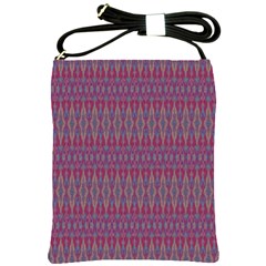 Red Blue Ikat Pattern Shoulder Sling Bag by SpinnyChairDesigns