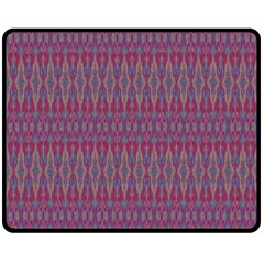 Red Blue Ikat Pattern Fleece Blanket (medium)  by SpinnyChairDesigns