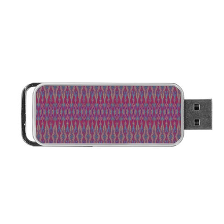 Red Blue Ikat Pattern Portable USB Flash (Two Sides)