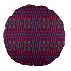 Red Blue Ikat Pattern Large 18  Premium Round Cushions by SpinnyChairDesigns